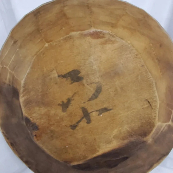 VTG Asian Hand Carved Wood Bowl Engraved Rustic Low Floral Design 11” Decorative - Picture 9 of 9